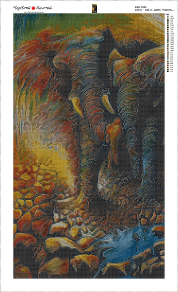 Купити Алмазна мозаїка. Слони – Успіх, щастя, мудрість… 40 х 70 см  в Україні