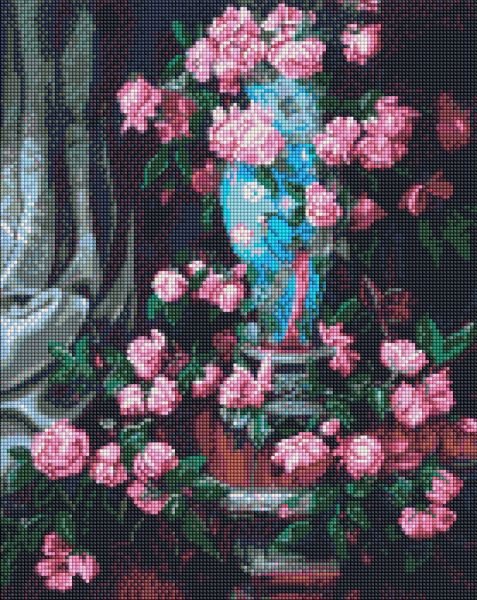 Купити Алмазна мозаїка, набір круглими камінчиками на підрамнику "Дивовижні троянди" 40х50см  в Україні