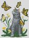 Набір для алмазного живопису Кіт з метеликами, Без підрамника, 27 х 35 см