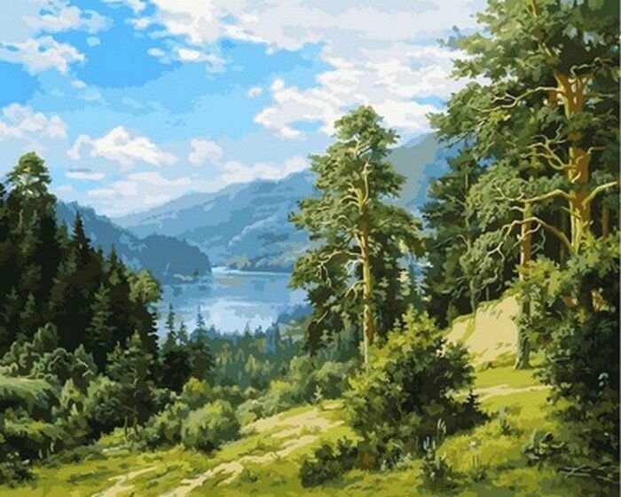Купити Картина за номерами Premium-якості. Вид на річку  в Україні