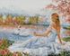 Алмазна мозаїка по номерам круглими камінчиками. Дівчина та лебеді (на підрамнику), З підрамником, 40 x 50 см
