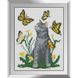 Набір для алмазного живопису Кіт з метеликами, Без підрамника, 27 х 35 см
