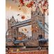 Алмазна картина на підрамнику, набір для творчості. Тауерський міст восени розміром 30х40 см (квадратні камінчики), З підрамником, 30 х 40 см