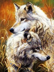Купити Картина з мозаїки. Пара прекрасних вовків  в Україні