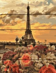 Купить Картина по номерам на дереве. Закат в Париже  в Украине