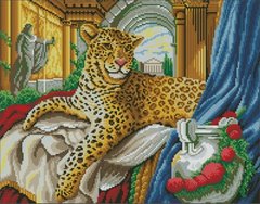 Купить Набор алмазной вышивки камнями. Королевский леопард  в Украине