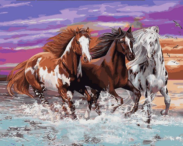 Купить Набор для рисования по цифрам. Дикие лошади 40 х 50 см  в Украине