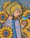 Алмазна мозаїка, набір круглими камінчиками на підрамнику "Сонячна пташка" 40х50см, З підрамником, 40 х 50 см