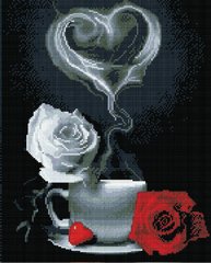 Купити Алмазна мозаїка за номерами (на підрамнику). Кава з трояндами  в Україні