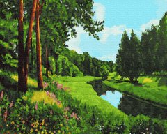 Купити Картина за номерами без коробки. Річка в лісі  в Україні
