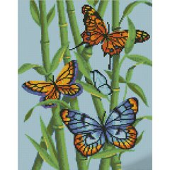 Купити Алмазна мозаїка на підрамнику. Метелики на стеблях (30 х 40 см, набір для творчості, картина стразами)  в Україні