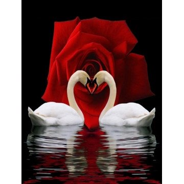 Купить Набор алмазной мозаики 40х50 Лебеди и розы SP006  в Украине