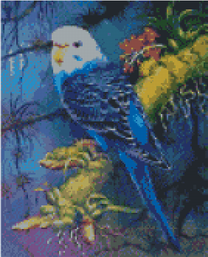 Купити Алмазна мозаїка по номерам круглими камінчиками (на підрамнику). Фантазійний папуга  в Україні