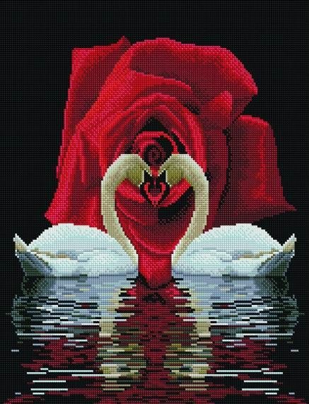Купити Алмазна мозаїка 40х50 Лебеді і троянди SP006  в Україні