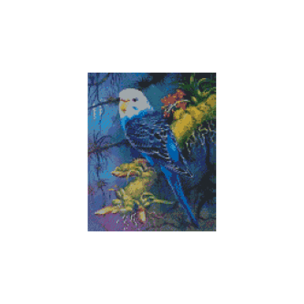 Купить Алмазная мозаика по номерам круглыми камешками (на подрамнике). Фантазийный попугай  в Украине