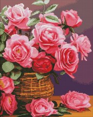 Купити Алмазна мозаїка, набір круглими камінчиками на підрамнику "Барвисті троянди" 40х50см  в Україні