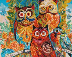 Купити Алмазна мозаїка Чарівні сови (На підрамнику, 40х50 см, квадратні камінчики)  в Україні