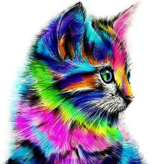 Купить Картина из мозаики. Радужный котик  в Украине