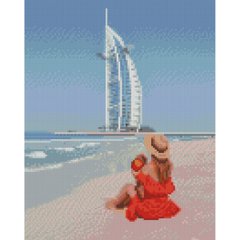 Купить Алмазная мозаика на подрамнике. Девушка в Дубае (30 х 40 см, круглыми камешками)  в Украине