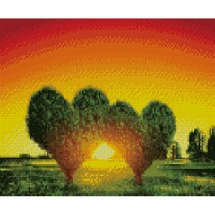 Купить Алмазная мозаика на подрамнике. Сердца-деревья (круглые камушки, 30x40 см)  в Украине