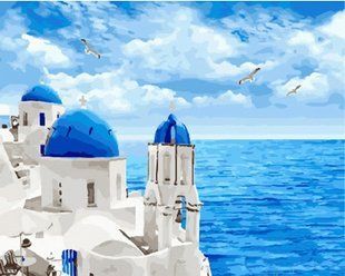 Купить Картина по номерам без коробки. Облака Санторини  в Украине