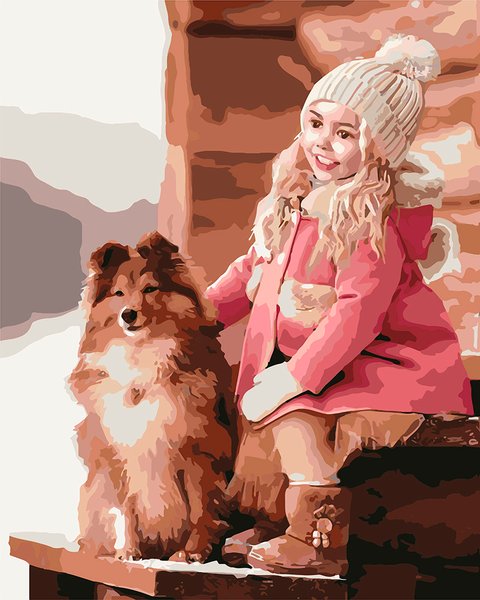 Купить Картина раскраска по номерам. Прогулка с собачкой  в Украине