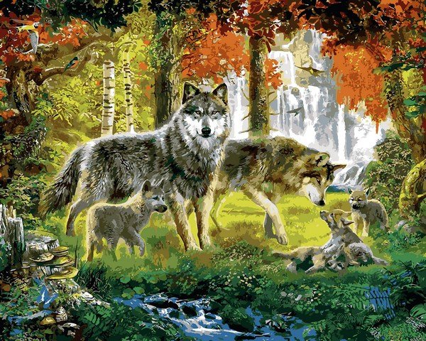 Купити Набір для малювання по цифрам. Сім'я вовків 40 х 50 см  в Україні