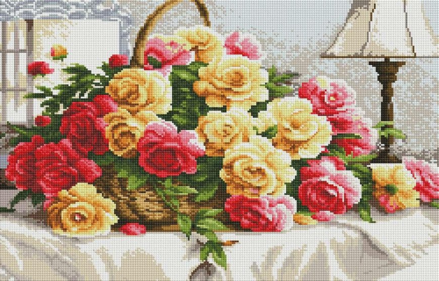 Купить Набор алмазной мозаики Розы в корзине 40х70 SS814  в Украине