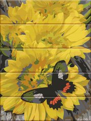 Купити Картина за номерами на дереві. Метелик на квітах  в Україні