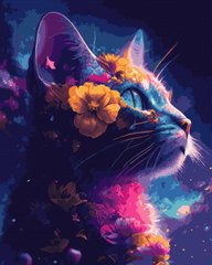 Купити Картина за номерами без коробки. Кіт у квітах  в Україні
