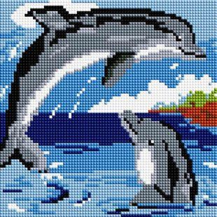 Купить Алмазная мозаика 20x20 см. Дельфинчики  в Украине