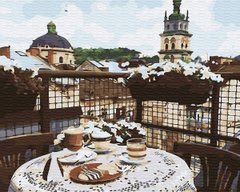 Купить Картина по номерам без коробки. Кофе на крыше Львова  в Украине