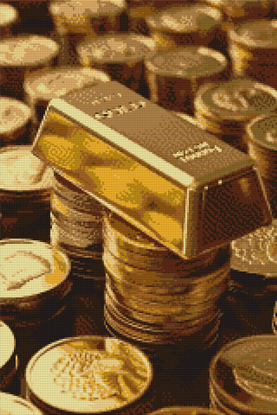 Купити Алмазна мозаїка 40х60 см. Злитки золота (14 кольорів, набір для викладки картини)  в Україні