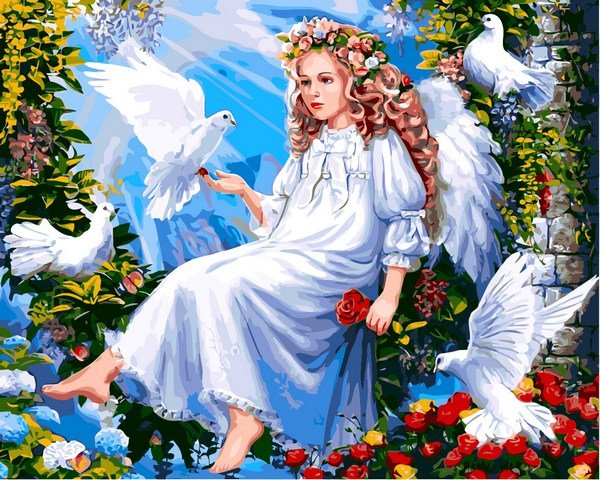 Купить Картина по номерам. Ангел и голуби  в Украине