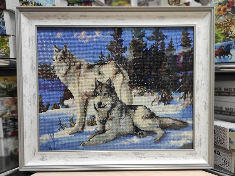 Купить Набор алмазной мозаики 40х50 Волки на снегу SP007  в Украине