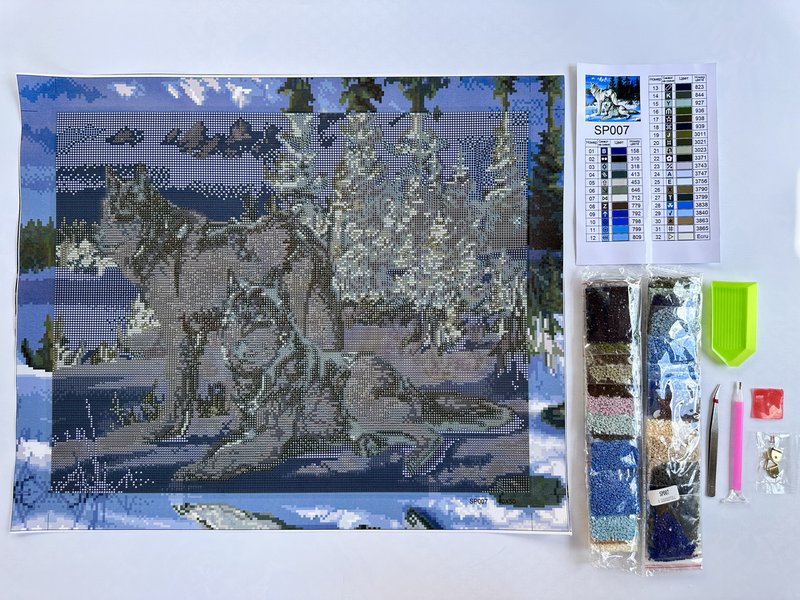 Купити Алмазна мозаїка 40х50 Вовки на снігу SP007  в Україні