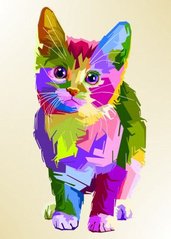 Купить Картина по номерам без коробки. Радужный котенок  в Украине