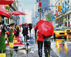 Купить Алмазная мозаика на подрамнике 40 х 50 см. Дождь в Нью-Йорке (Набор для творчества)  в Украине