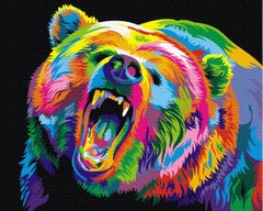Купить Картина антистресс по номерам. Радужный медведь гризли  в Украине
