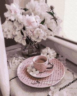 Купить Картина по номерам без коробки. Кофе с цветами 40 х 50 см  в Украине