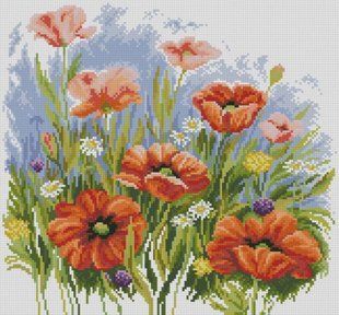 Купить Алмазная мозаика. Маки в поле 38x41 см  в Украине