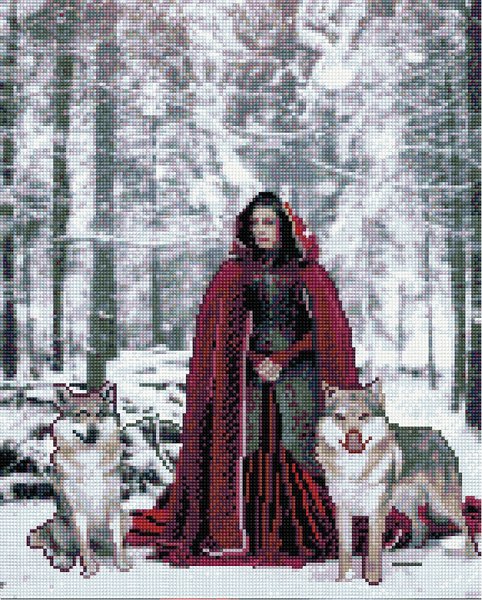 Купить Алмазная мозаика по номерам (на подрамнике). Красная шапочка с волками  в Украине