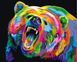 Картина антистресс по номерам. Радужный медведь гризли, Без коробки, 40 х 50 см