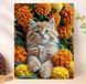 Алмазная мозаика на подрамнике с особыми оттенками "Барашники и кот", 40х50см, 48 цветов (из них из них 1 АВ + 4 FD + 2 CR)