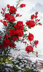 Купить Алмазная мозаика. Красные розы-2 75 х 45 см  в Украине