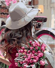 Купити Картина за номерами Дівчина з тюльпанами  в Україні