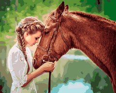 Купити Картина за номерами. Дівчина і кінь  в Україні