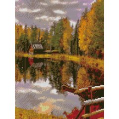 Купить Алмазная мозаика на подрамнике. Осенний лес (круглые камушки, 30x40 см)  в Украине