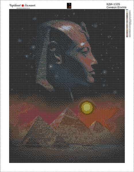 Купити Алмазна вишивка дзеркальними камінчиками. 5D Символ Єгипту-2 60 x 45 см  в Україні