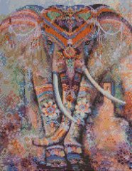 Купити Алмазна мозаїка по номерам круглими камінчиками. Індійський слон (на підрамнику)  в Україні